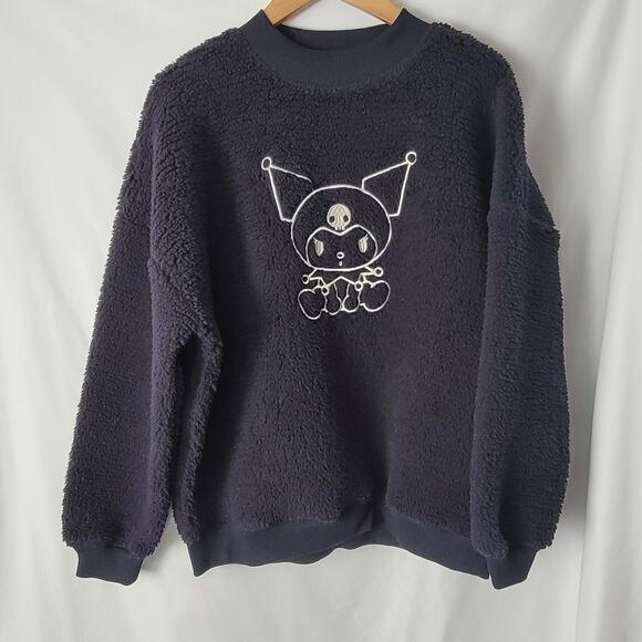 Kuromi- Women's sherpa oversized Black sweatshirt- size Large - Picture 2 of 8